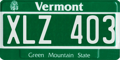 VT license plate XLZ403