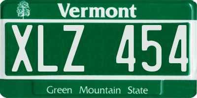 VT license plate XLZ454