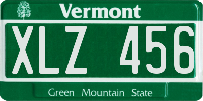 VT license plate XLZ456