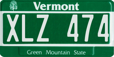 VT license plate XLZ474