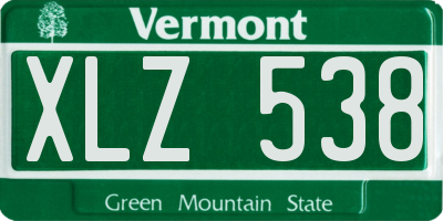 VT license plate XLZ538