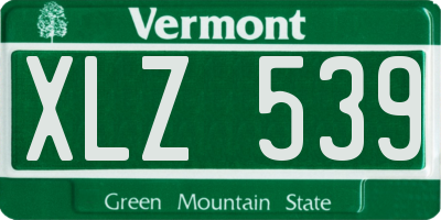 VT license plate XLZ539