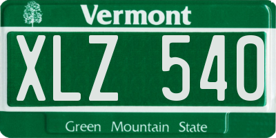 VT license plate XLZ540