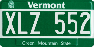 VT license plate XLZ552