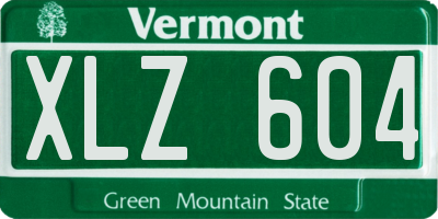 VT license plate XLZ604