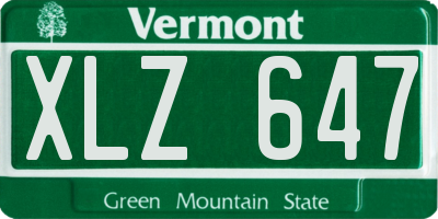 VT license plate XLZ647