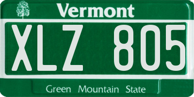 VT license plate XLZ805