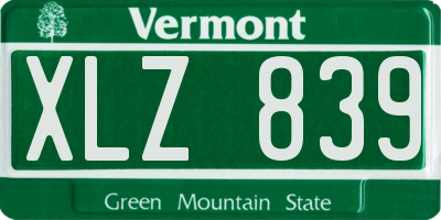 VT license plate XLZ839