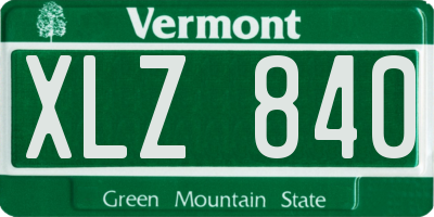 VT license plate XLZ840