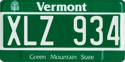 VT license plate XLZ934