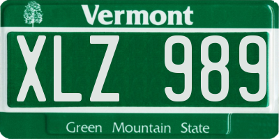 VT license plate XLZ989