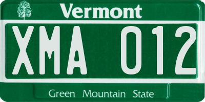 VT license plate XMA012