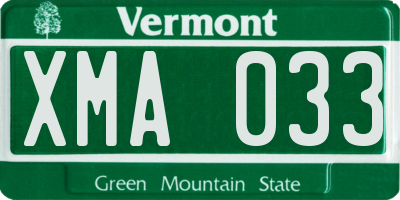 VT license plate XMA033