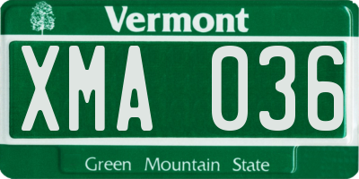 VT license plate XMA036