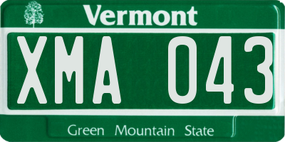 VT license plate XMA043