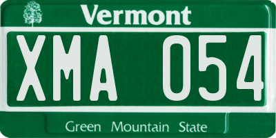 VT license plate XMA054