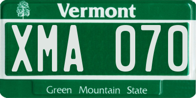 VT license plate XMA070