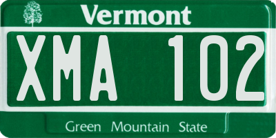 VT license plate XMA102