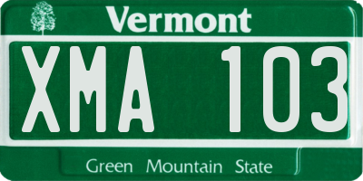 VT license plate XMA103