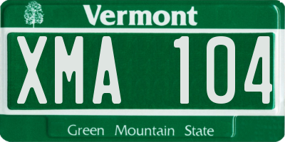 VT license plate XMA104