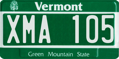 VT license plate XMA105