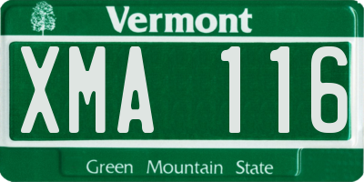 VT license plate XMA116