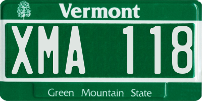 VT license plate XMA118