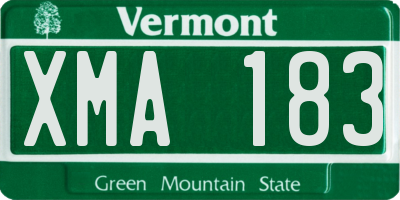 VT license plate XMA183