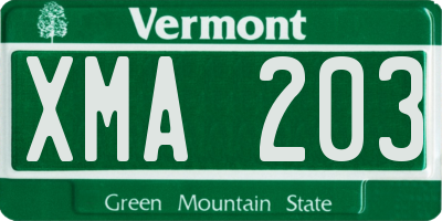 VT license plate XMA203
