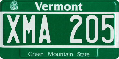 VT license plate XMA205