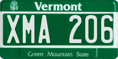 VT license plate XMA206