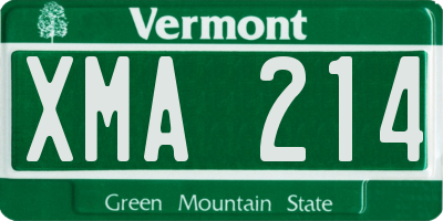 VT license plate XMA214