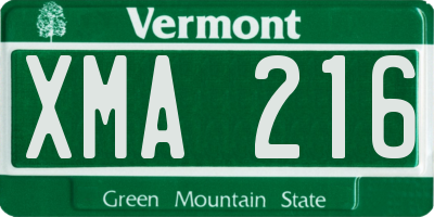 VT license plate XMA216