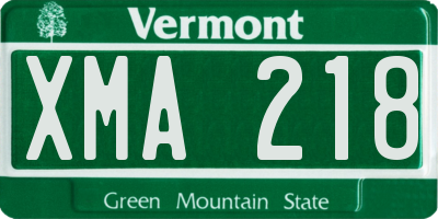 VT license plate XMA218