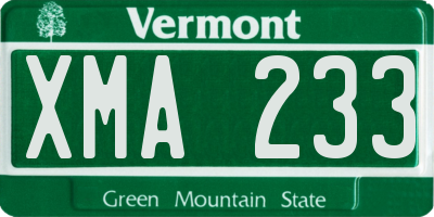 VT license plate XMA233