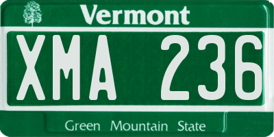 VT license plate XMA236