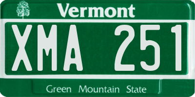 VT license plate XMA251