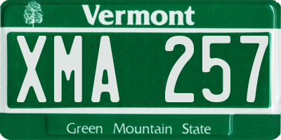 VT license plate XMA257