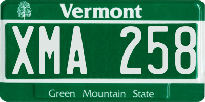 VT license plate XMA258