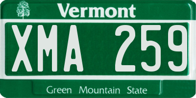 VT license plate XMA259