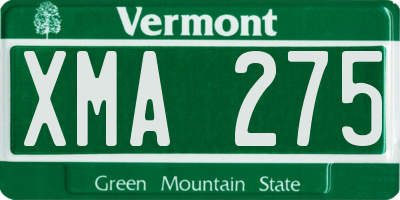 VT license plate XMA275