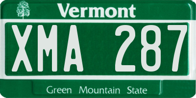 VT license plate XMA287
