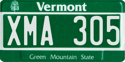 VT license plate XMA305