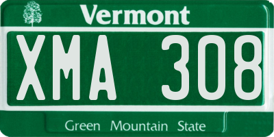 VT license plate XMA308