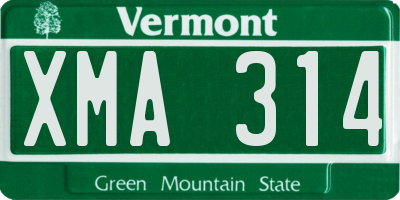 VT license plate XMA314