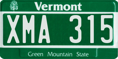 VT license plate XMA315