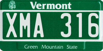 VT license plate XMA316