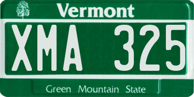 VT license plate XMA325