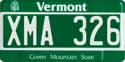 VT license plate XMA326
