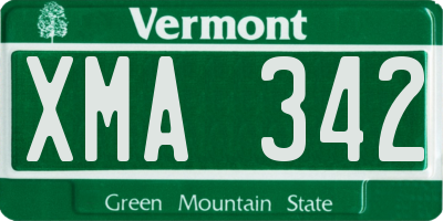 VT license plate XMA342